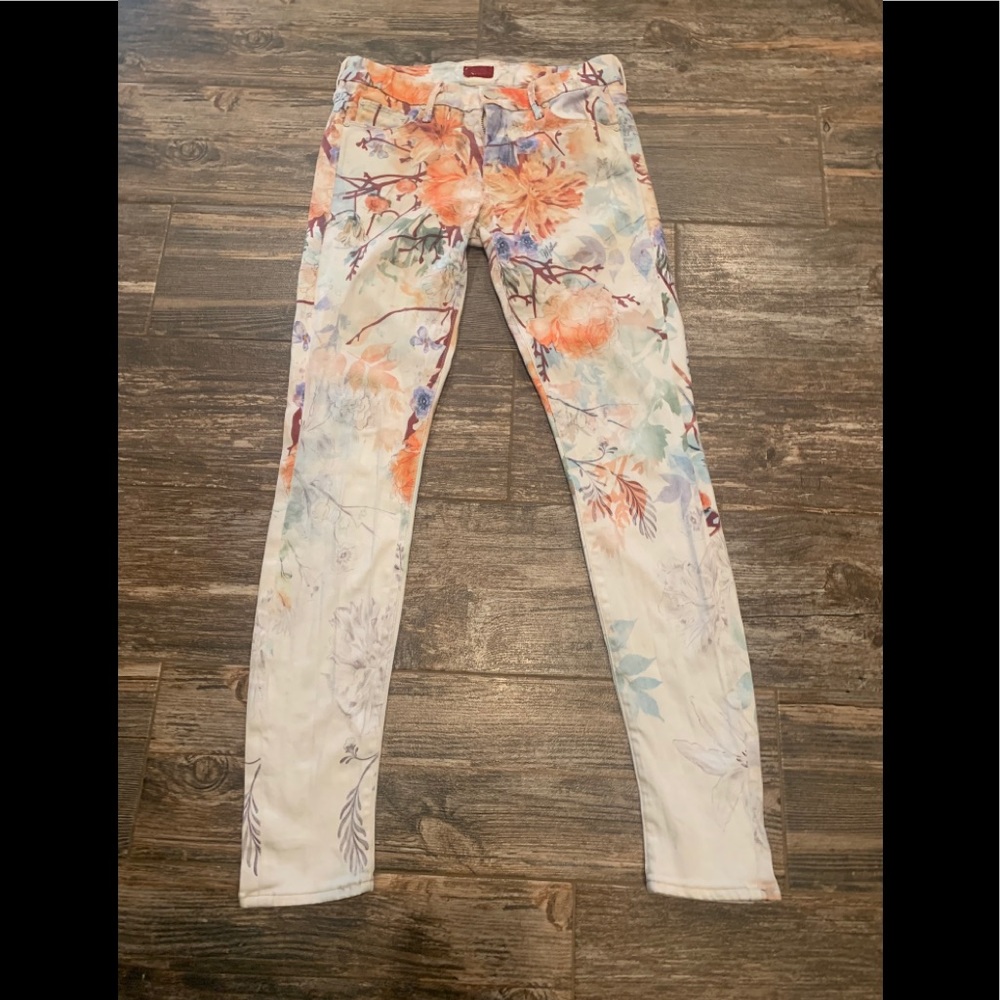 Mother Floral 5 pocket straight leg jean. 28